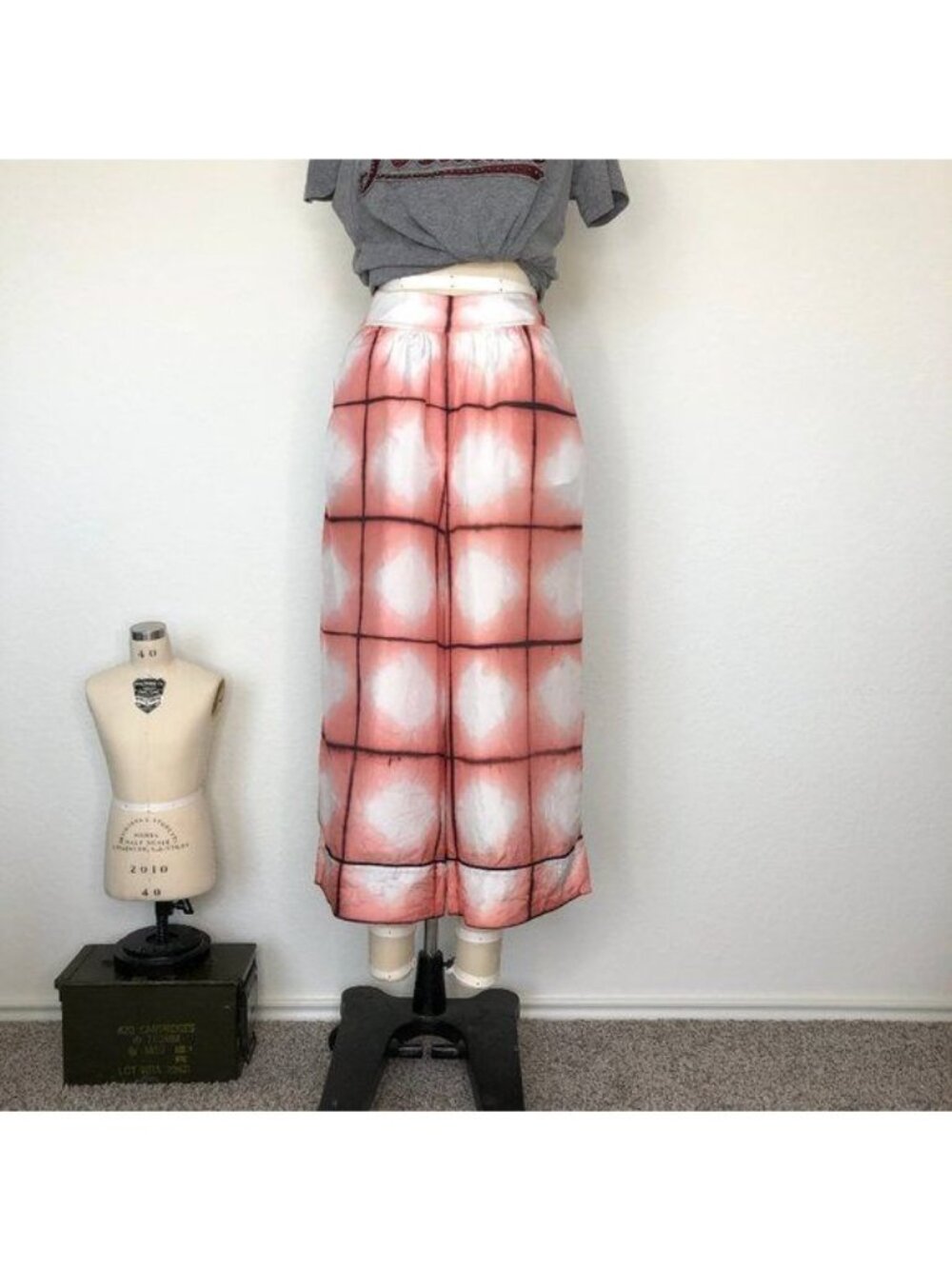 Runway Thakoon Silk Culottes in Pink Grid Plaid Wide Leg